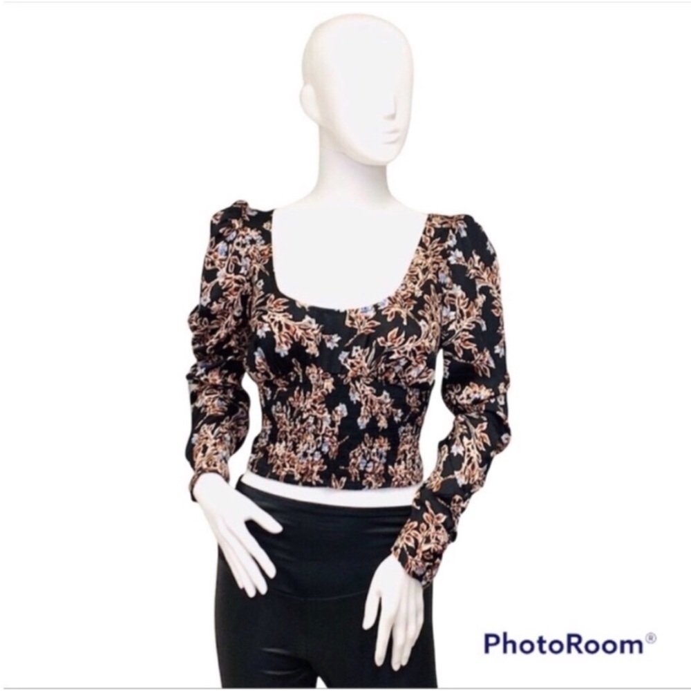 NWT Free People | Santiago Printed Smocked Crop Top